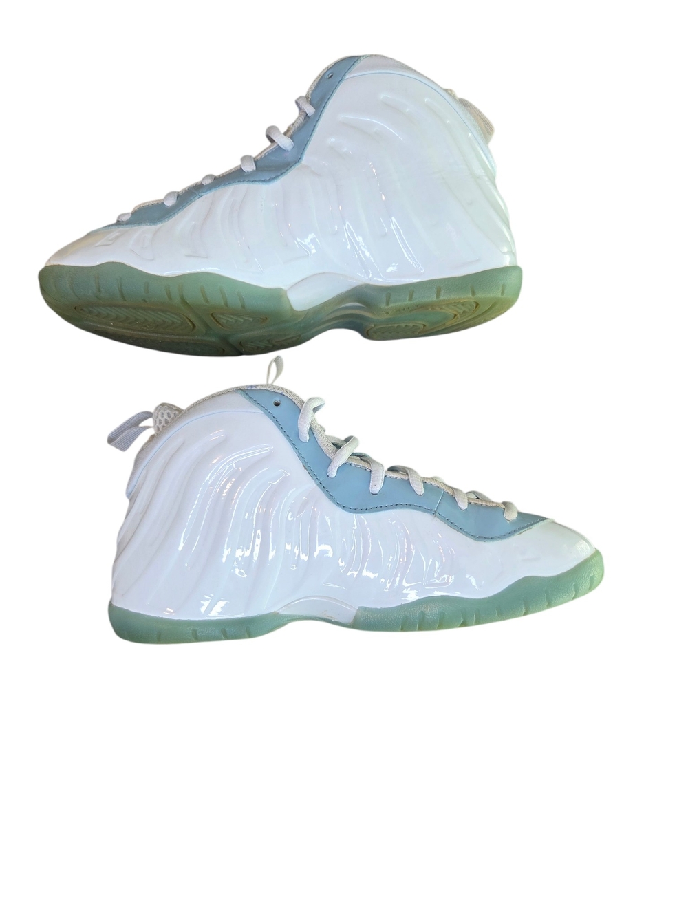Nike Foamposite Light Blue and White High-Top Sneakers - Picture 6 of 13